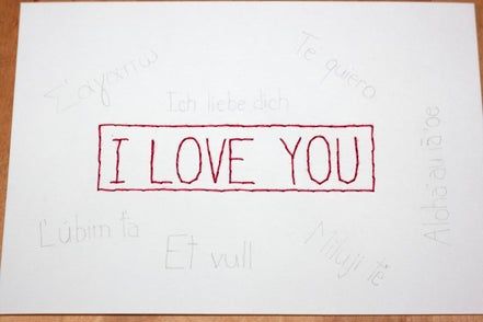 多语言爱心卡片手工制作教程，附详细刺绣步骤-第8张图片-趣作屋