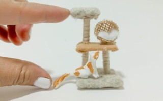 迷你猫咪健身房手工制作教程-硬纸板毛毡布打造