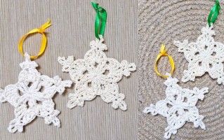 零基础也能钩织圣诞雪花挂饰，10厘米清新装饰轻松做