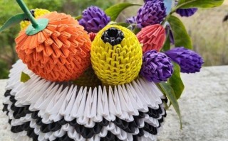 超详细折纸手工教程：零成本制作水果和碗的模块化创意折纸