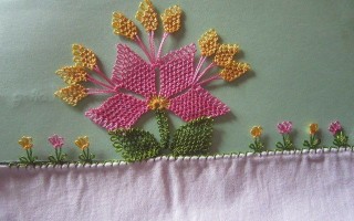 DIY针绣春天花朵制作教程