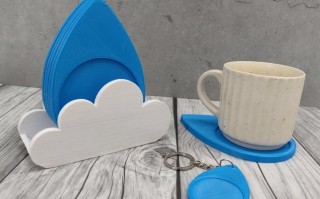 DIY水滴杯垫云朵支架制作教程，3D打印详细步骤全解析