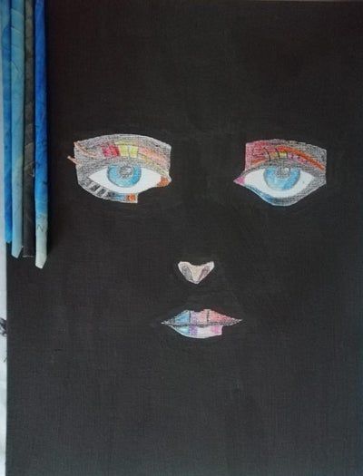 用废纸DIY人脸拼贴画的环保手工教程-第20张图片-趣作屋