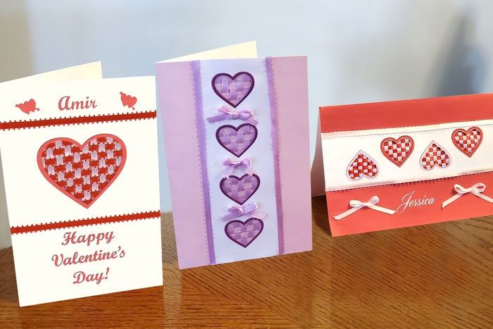 情人节手工贺卡制作教程：编织丝带爱心DIY-第1张图片-趣作屋