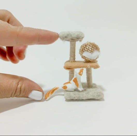 迷你猫咪健身房手工制作教程-硬纸板毛毡布打造-第1张图片-趣作屋