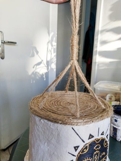 波西米亚风悬挂花盆改造教程-旧塑料花盆变身艺术品-第15张图片-趣作屋