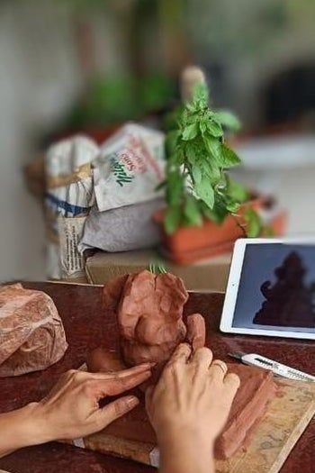 环保黏土自制象头神雕塑教程-第9张图片-趣作屋