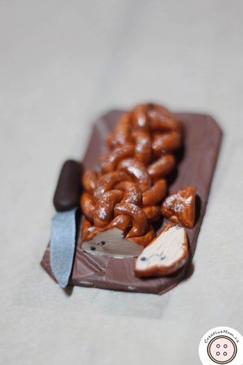 聚合物粘土微缩圣诞面包制作教程——DIY捷克传统Vánočka-第3张图片-趣作屋