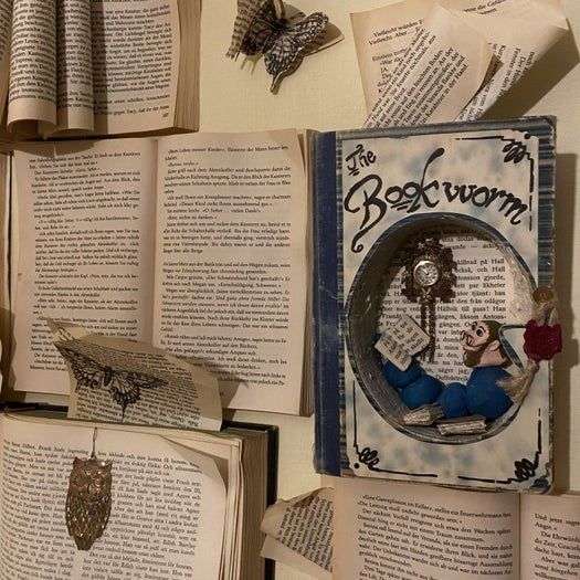 旧书改造书虫微缩场景装饰阅读角制作教程-第36张图片-趣作屋