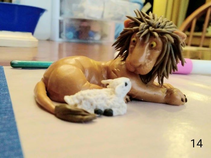 软陶手工制作狮子与羔羊雕塑教程-第15张图片-趣作屋