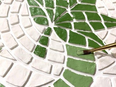仿生绿叶马赛克制作教程：亚克力模板与空气粘土工艺-第17张图片-趣作屋
