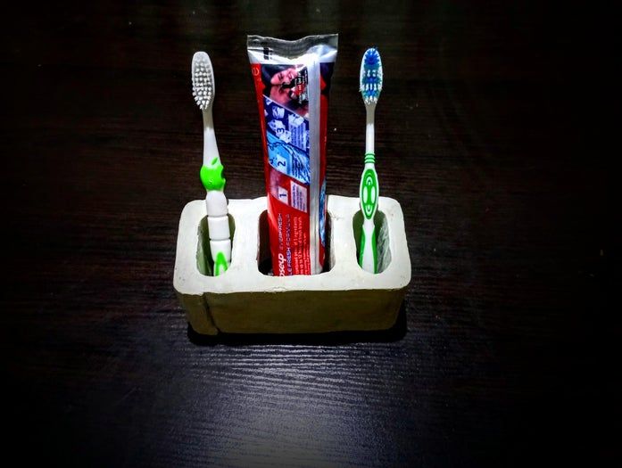 白水泥DIY牙刷架制作教程-家庭手工模具教程-第1张图片-趣作屋