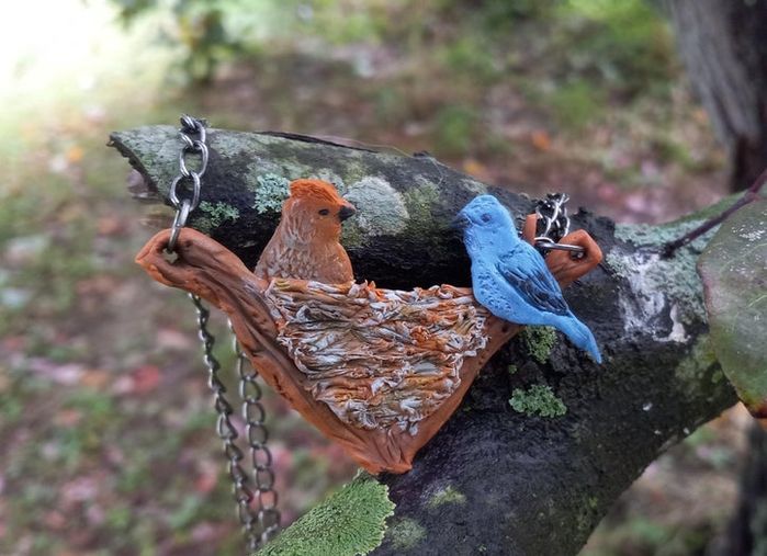 靛蓝雀鸟巢项链手工制作教程-第28张图片-趣作屋