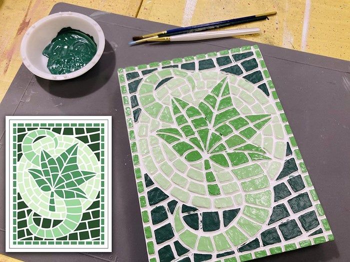 仿生绿叶马赛克制作教程：亚克力模板与空气粘土工艺-第15张图片-趣作屋