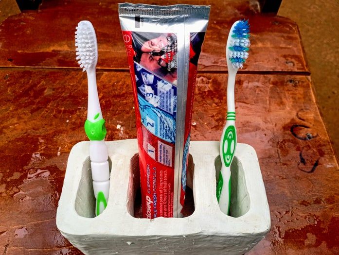 白水泥DIY牙刷架制作教程-家庭手工模具教程-第22张图片-趣作屋