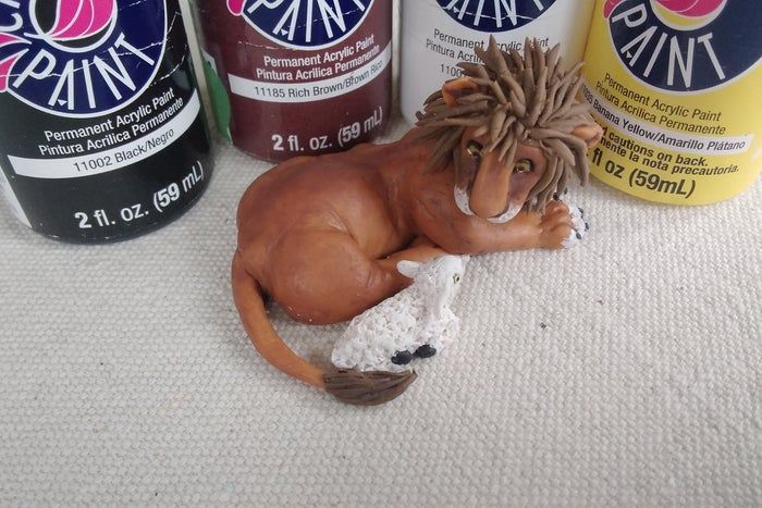 软陶手工制作狮子与羔羊雕塑教程-第19张图片-趣作屋