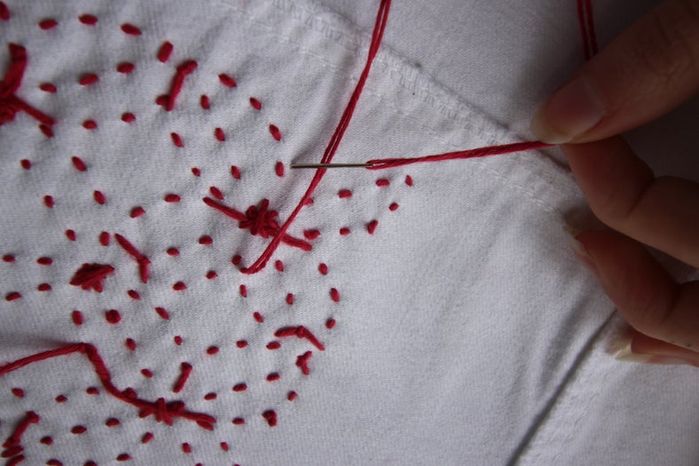 DIY牛仔夹克Sashiko刺绣教程:从零开始的创意手工改造-第34张图片-趣作屋 DIY牛仔夹克Sashiko刺绣教程:从零开始的创意手工改造-第34张图片-趣作屋