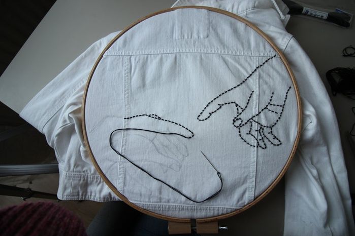 DIY牛仔夹克Sashiko刺绣教程:从零开始的创意手工改造-第20张图片-趣作屋 DIY牛仔夹克Sashiko刺绣教程:从零开始的创意手工改造-第20张图片-趣作屋