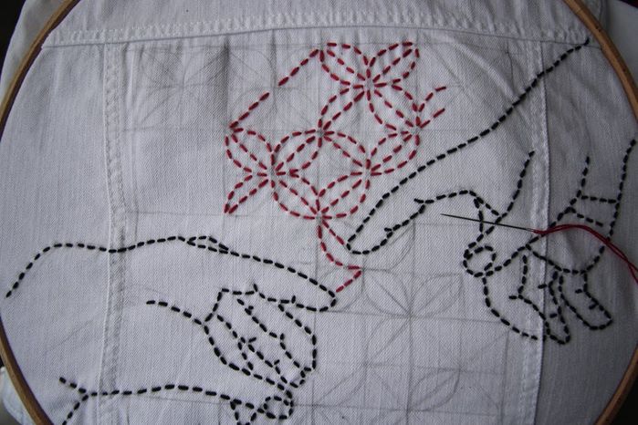 DIY牛仔夹克Sashiko刺绣教程:从零开始的创意手工改造-第33张图片-趣作屋 DIY牛仔夹克Sashiko刺绣教程:从零开始的创意手工改造-第33张图片-趣作屋