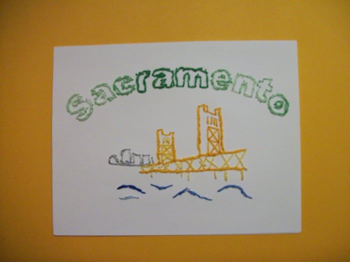 手工刺绣明信片制作教程:低成本纪念小镇风情-第6张图片-趣作屋