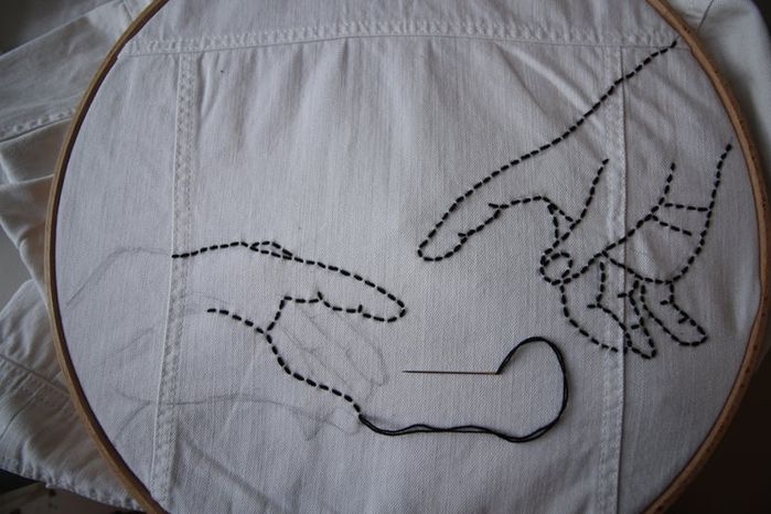 DIY牛仔夹克Sashiko刺绣教程:从零开始的创意手工改造-第22张图片-趣作屋 DIY牛仔夹克Sashiko刺绣教程:从零开始的创意手工改造-第22张图片-趣作屋
