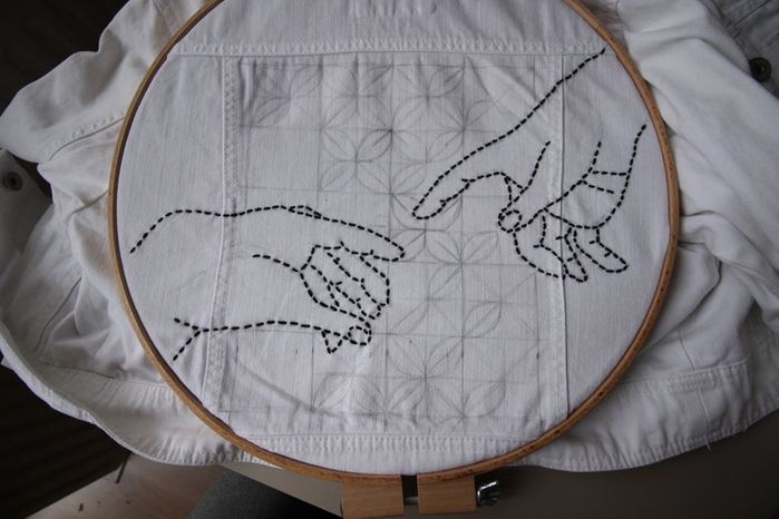 DIY牛仔夹克Sashiko刺绣教程:从零开始的创意手工改造-第28张图片-趣作屋 DIY牛仔夹克Sashiko刺绣教程:从零开始的创意手工改造-第28张图片-趣作屋