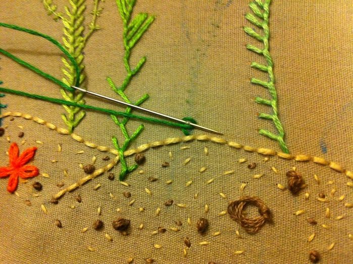 刺绣基础针法教程：轻松掌握自然图案绣法-第35张图片-趣作屋