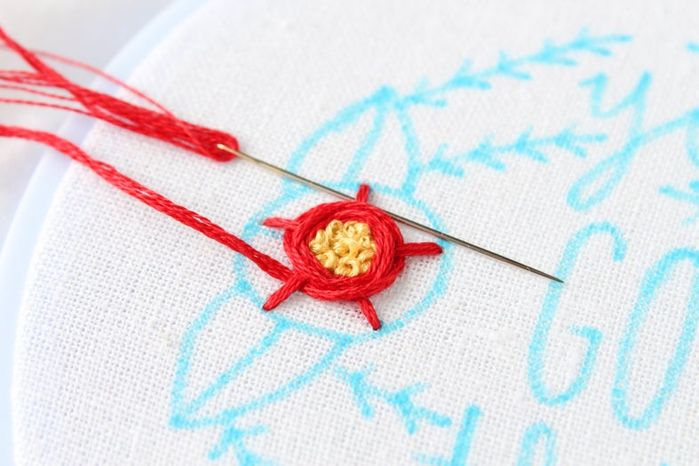 带法式结刺绣花朵制作教程-第9张图片-趣作屋