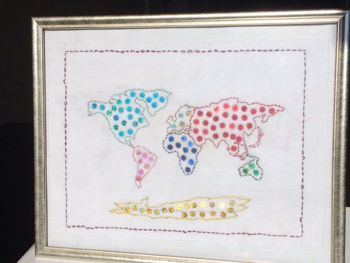 手工刺绣世界地图教程：6小时打造个性化装饰-第2张图片-趣作屋
