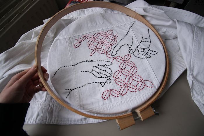 DIY牛仔夹克Sashiko刺绣教程:从零开始的创意手工改造-第39张图片-趣作屋 DIY牛仔夹克Sashiko刺绣教程:从零开始的创意手工改造-第39张图片-趣作屋