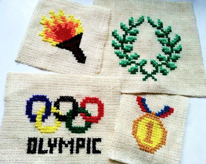 冬季奥运会主题十字绣教程：金牌、花环与五环刺绣全攻略-第1张图片-趣作屋
