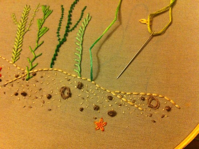 刺绣基础针法教程：轻松掌握自然图案绣法-第36张图片-趣作屋