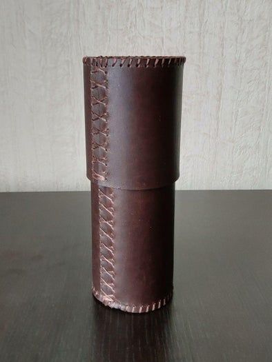 手工制作圆柱形皮革收纳套教程，简单实用的DIY方法-第2张图片-趣作屋