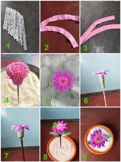 超详细纸艺花篮制作教程，用皱纹纸轻松DIY非洲菊花束-第55张图片-趣作屋