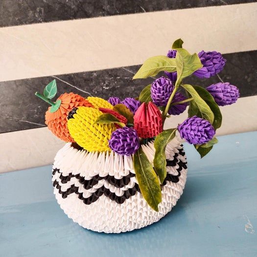 超详细折纸手工教程：零成本制作水果和碗的模块化创意折纸-第3张图片-趣作屋