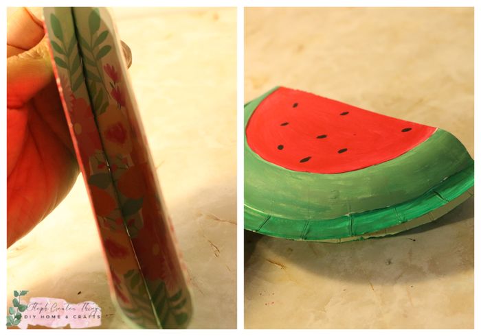 用纸盘制作夏日西瓜花卉挂饰教程-第9张图片-趣作屋