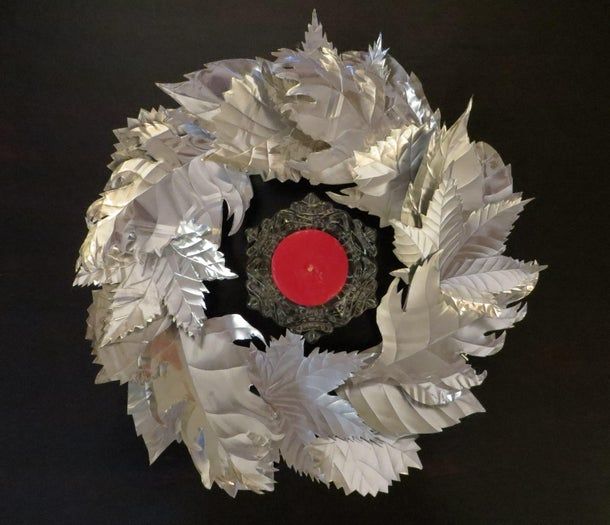 用铝制饼盘制作叶形装饰蜡烛环教程-第1张图片-趣作屋