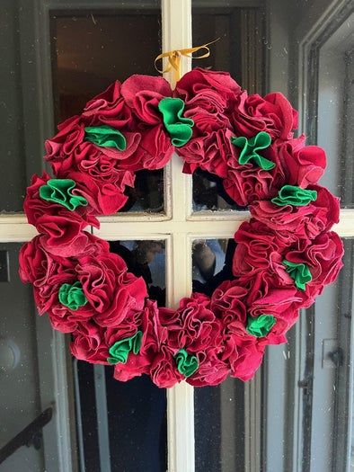 用旧T恤制作环保圣诞花环教程-第24张图片-趣作屋